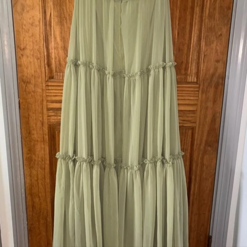 New Sage Green Bridesmaid Prom Boho Maxi Dress - Picture 5 of 8